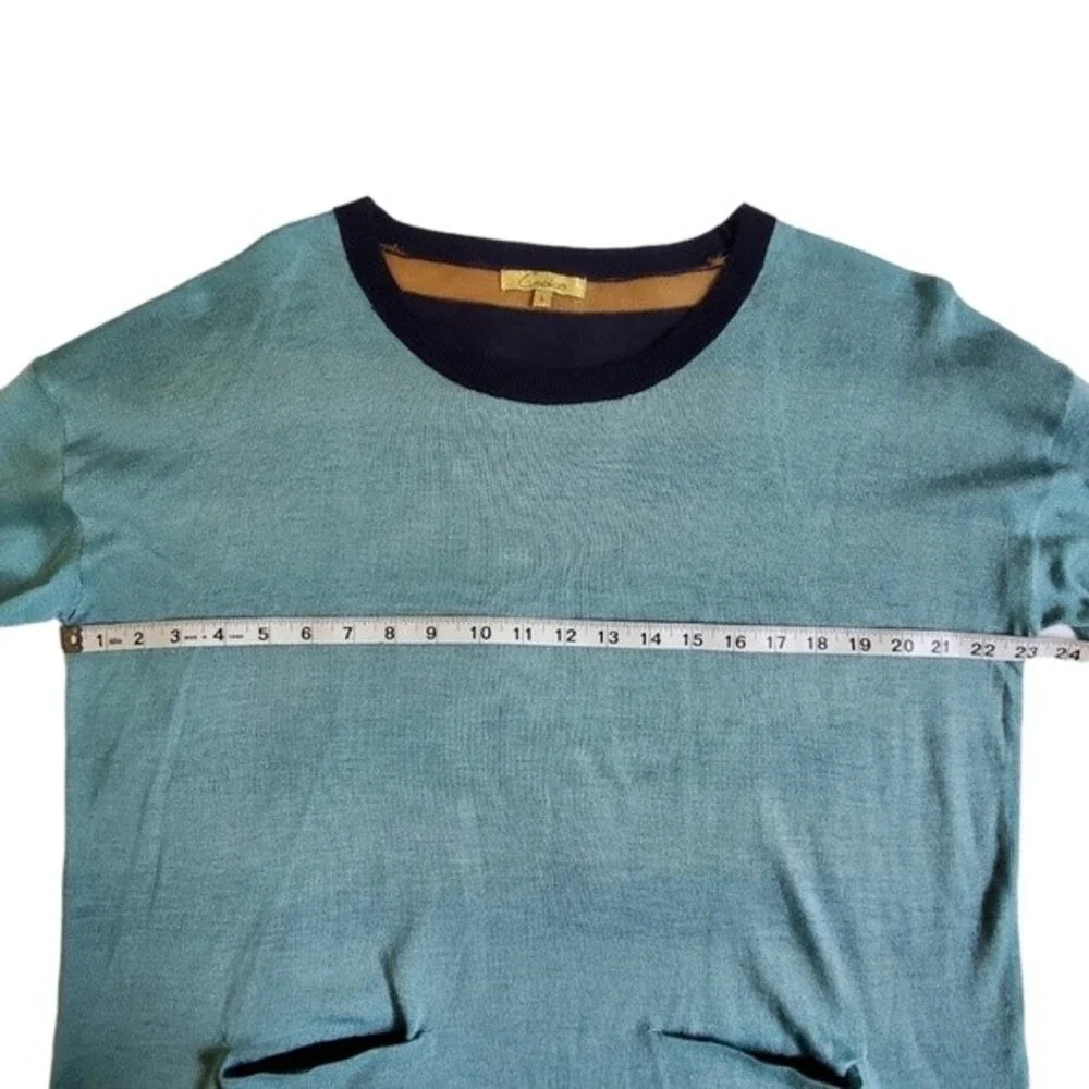 Cecico blue mixed media long sleeve top sz L